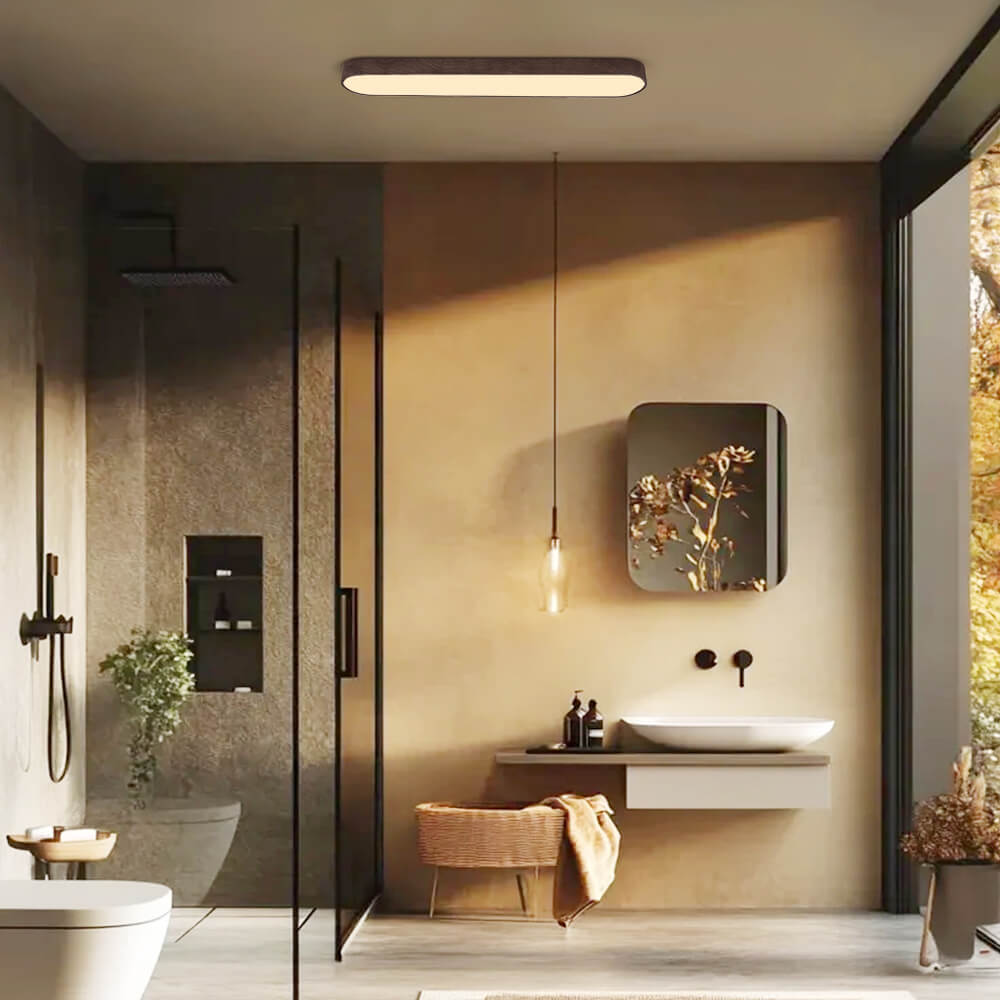 Arden – Nordic 1-Light Ovale LED Plafondlamp Met Houten Accent