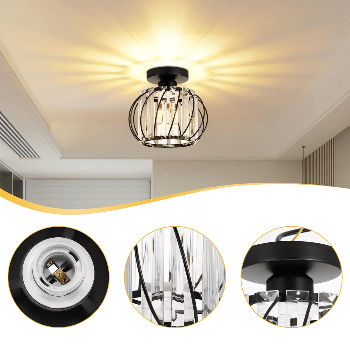 Decorra - Strakke Noordse Plafondlamp Met Helder Glas Voor Moderne Interieurs