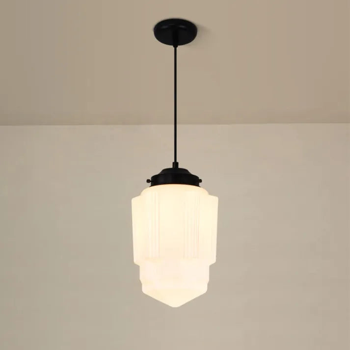 BrillLuma – Vintage Melkglas Hanglamp met Geometrisch Design