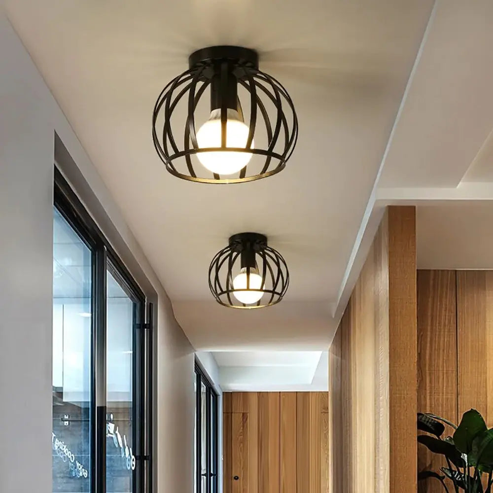 Bravos – Industriële Zwarte Plafondlamp, Moderne Kooi Stijl