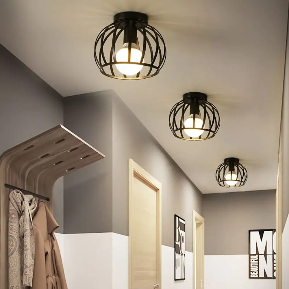 Bravos – Industriële Zwarte Plafondlamp, Moderne Kooi Stijl