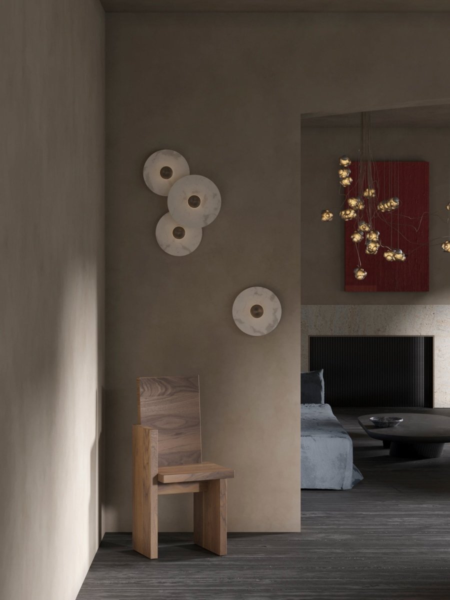 Moonlux - Minimalistische Ronde Albasten Wandlamp Voor Sfeervolle Gloed