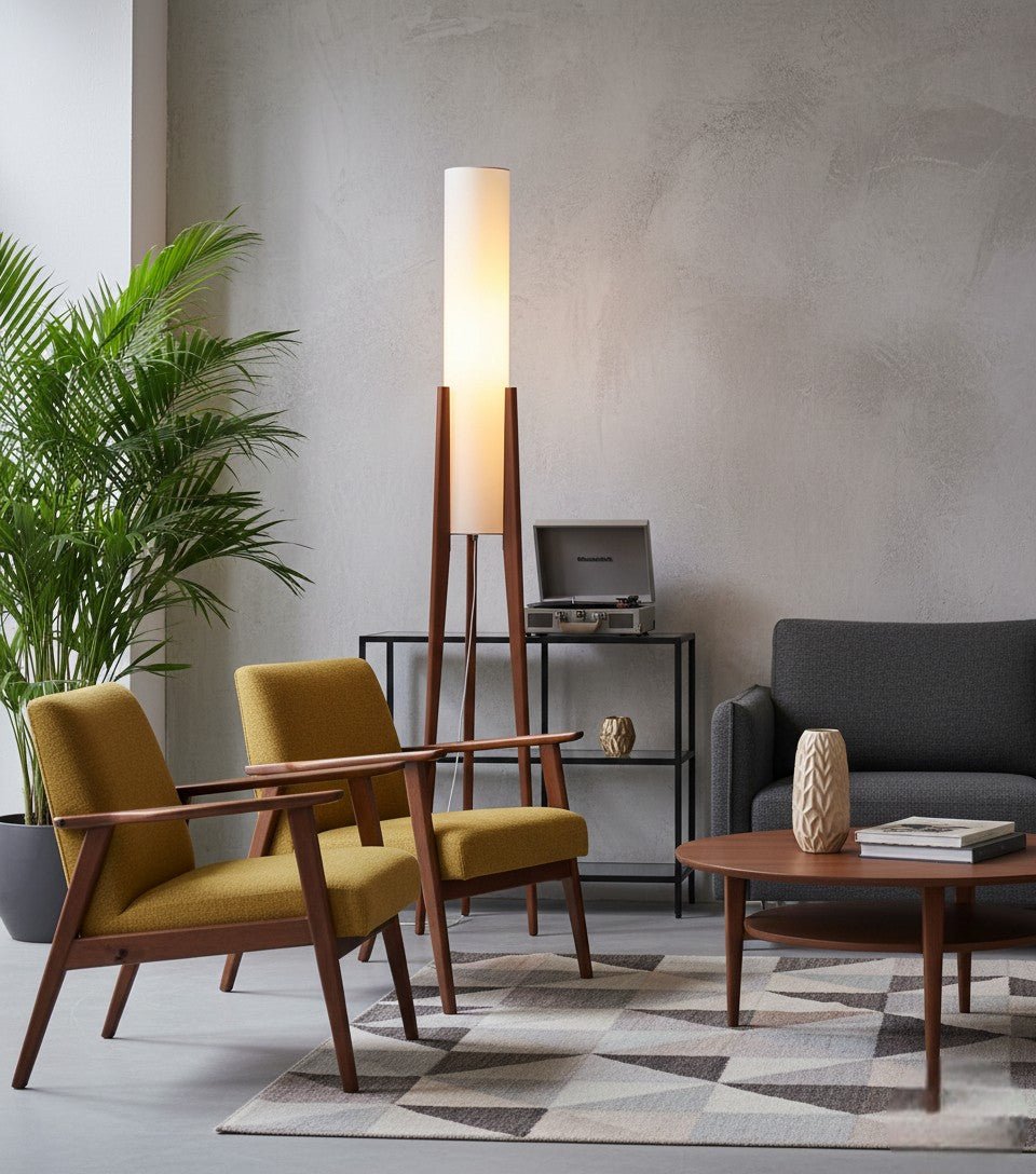 Nordic Glow – Walnoot Houten Vloerlamp