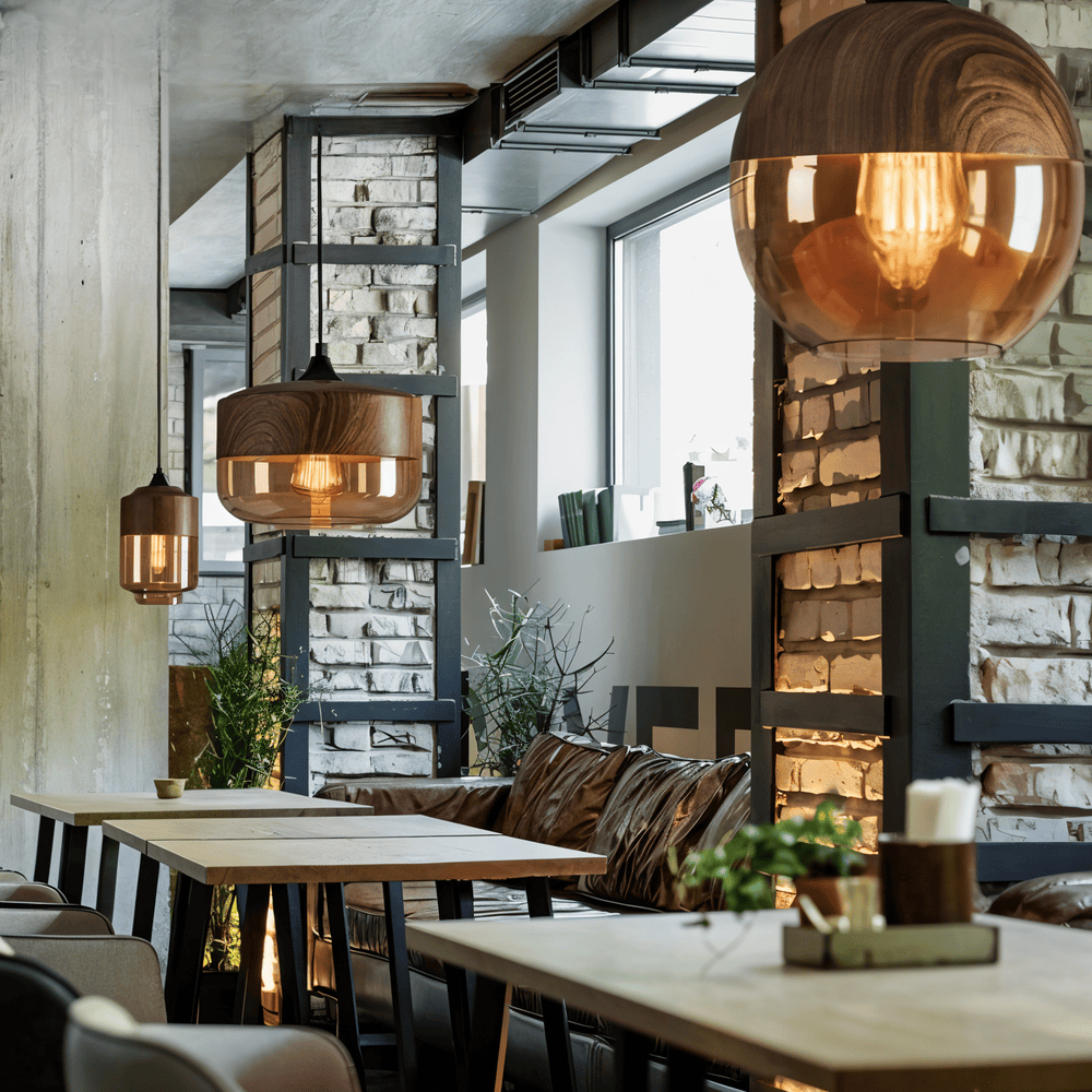 Nordic – Retro Glazen Hanglamp met Houten Accent