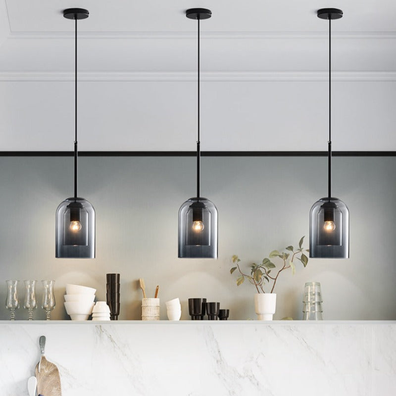 Mica – Mid-Century Hanglamp met Dubbel Glas (Plafondlamp, E27)