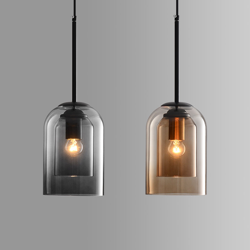 Mica – Mid-Century Hanglamp met Dubbel Glas (Plafondlamp, E27)