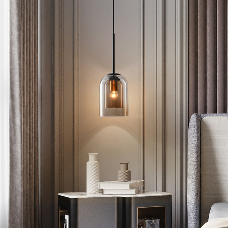 Mica – Mid-Century Hanglamp met Dubbel Glas (Plafondlamp, E27)