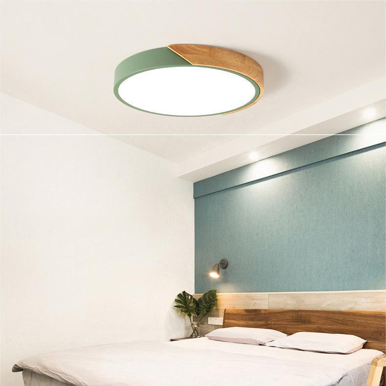 NestGLow - Moderne Scandinavische Houten Ronde Plafondlamp Voor Elegante Interieurs