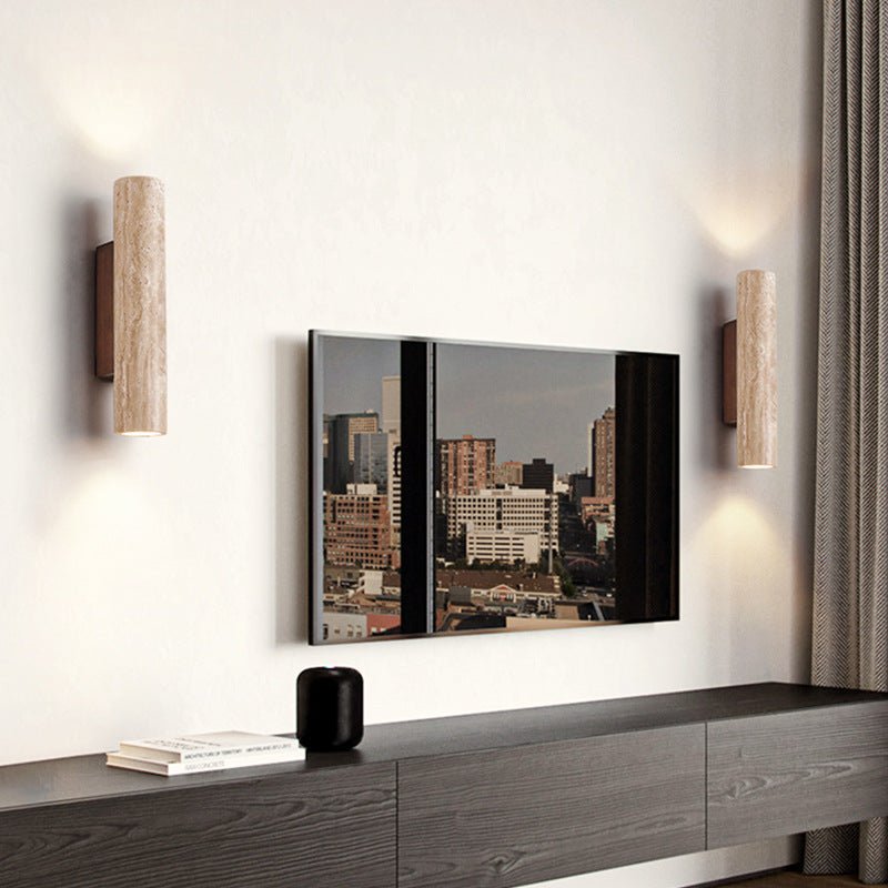 Renzo – Japandi Travertin Tube Wandlamp