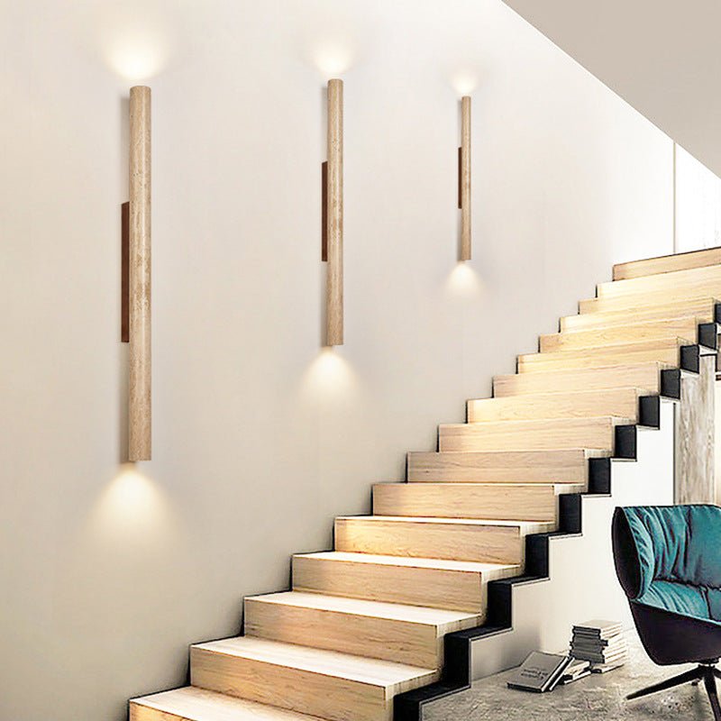 Renzo – Japandi Travertin Tube Wandlamp