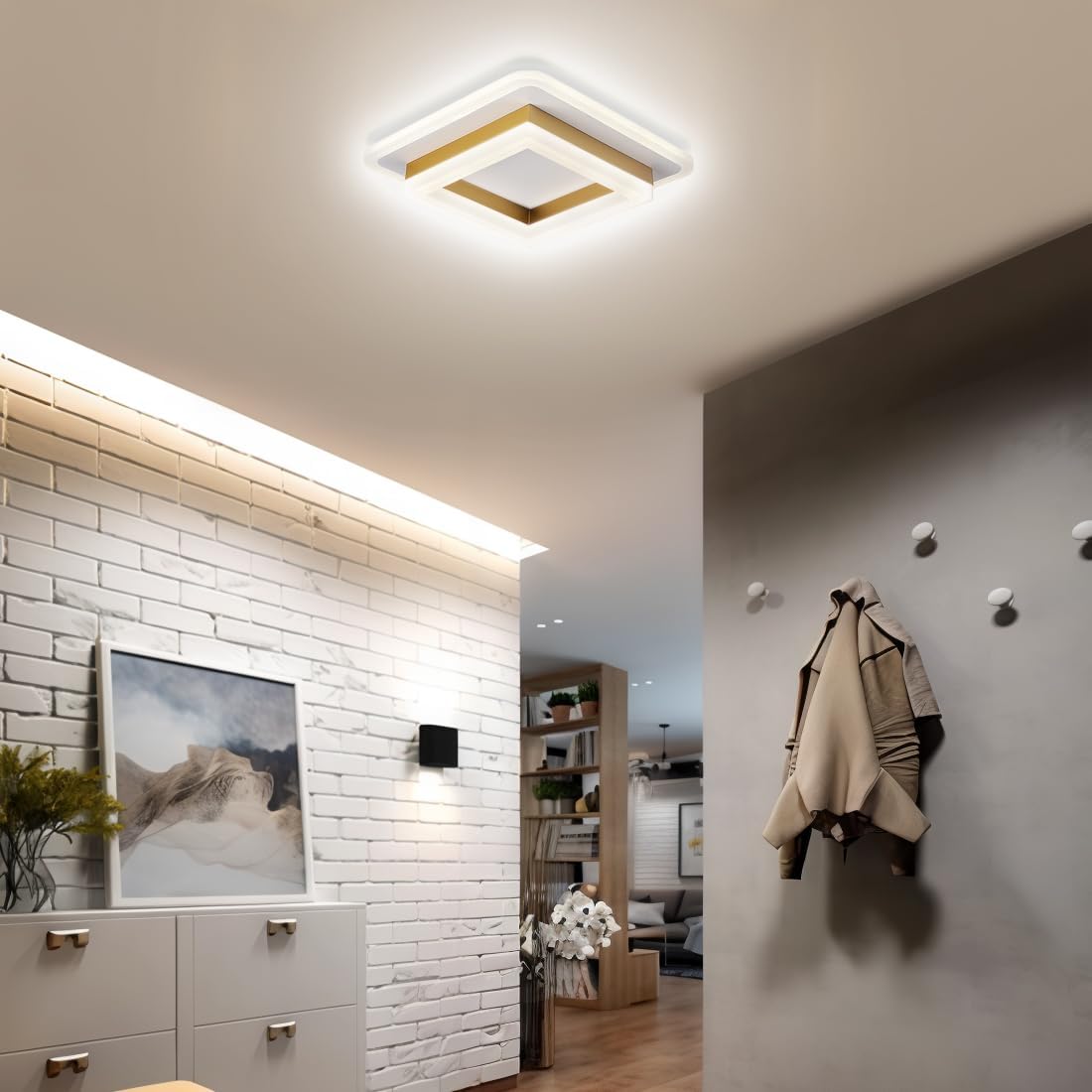 Villaura – Moderne Vierkante LED Plafondlamp Voor De Hal Met Strak Opbouwontwerp