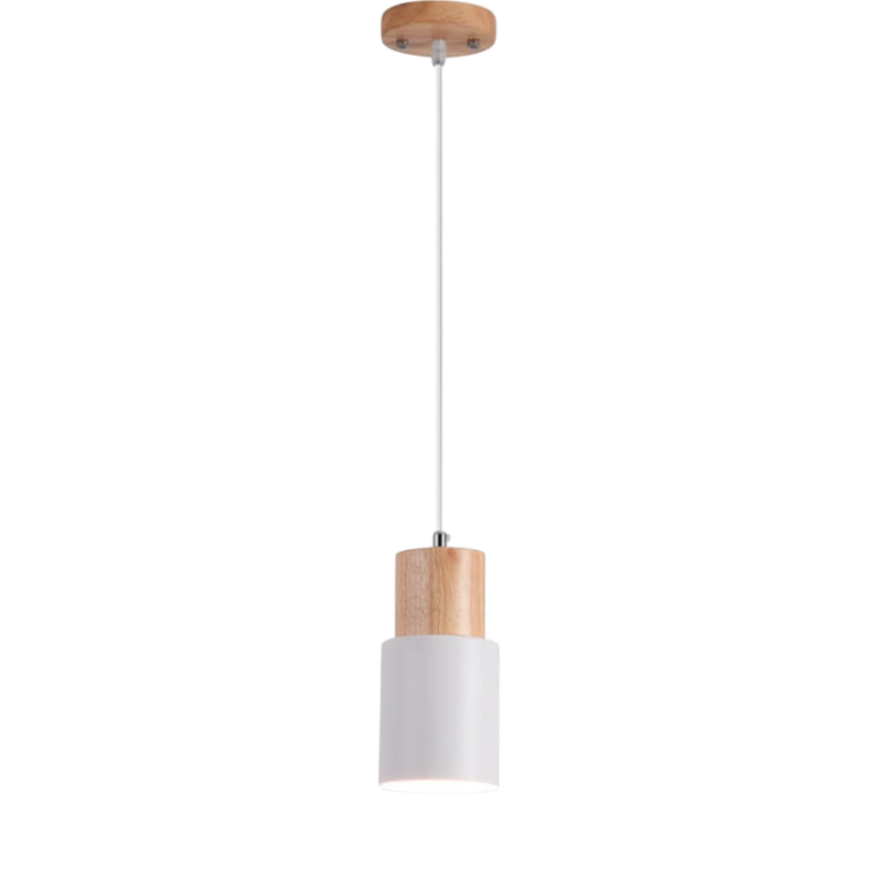 Nomi – Scandinavische Macaron Cilinder Hanglamp (Houtdetail, 1-Lichts)
